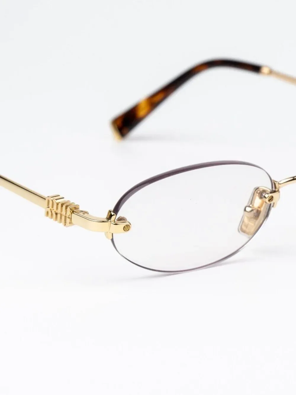 Miu Miu Women Eyeglasses Gold Oval Rimless MUA54S 5AK08N NEW AUTHENTIC